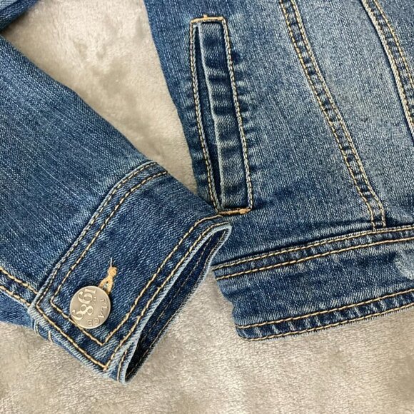 Est 1989 Place Blue Stone Washed Distressed Jean Denim Button Up Jacket L 10/12 - Picture 4 of 10